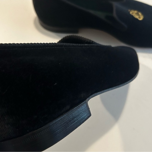 Brooks Brothers Peal & Co Made 10 D Black Velvet Smoking Slipper Loafer Crown - Picture 9 of 14